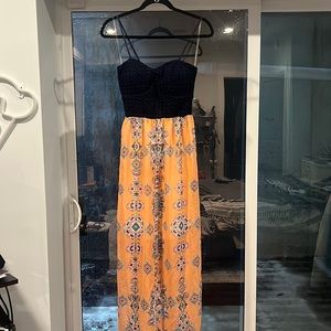 Trixxi size L navy/pink maxi dress